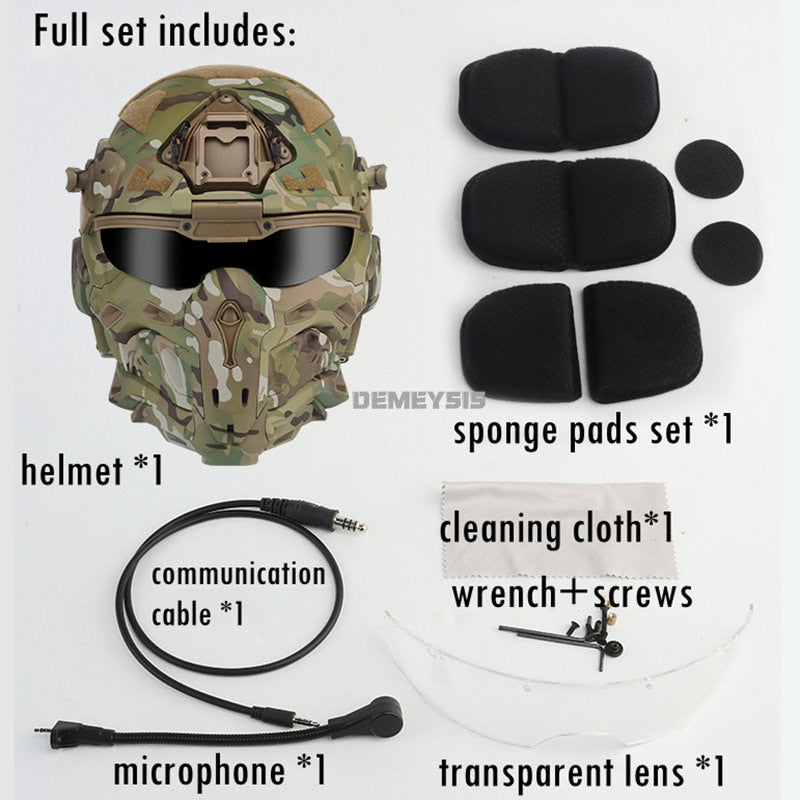 Tactical Assault Airsoft Helmet II with Mask Headset Anti-Fog Fan NV Stand  Military Hunting Paintball