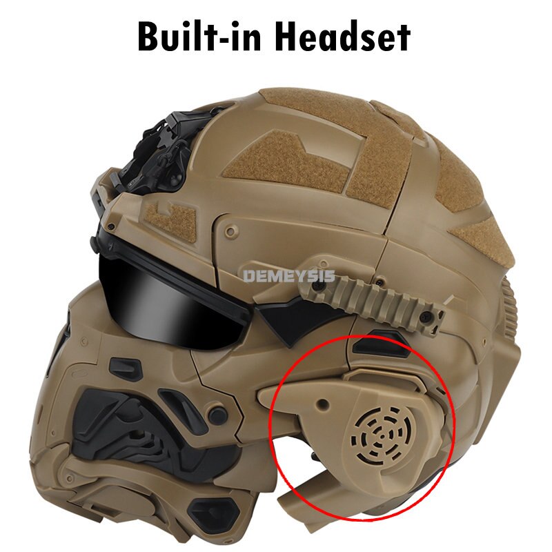 airsoft gear helmet Military Airsoft Full Head Protection Helmet with Built-in Headset & F