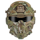 Military Airsoft Full Head Protection Helmet with Built-in Headset & Fan