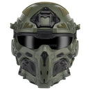 Military Airsoft Full Head Protection Helmet with Built-in Headset & Fan