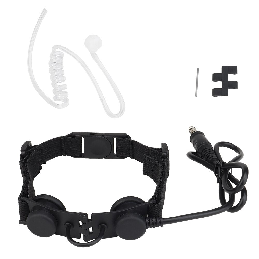 Chest Work Mic Tactical Throat Mic Noise-Cancelling Air Tube Headset with Earpiece RU